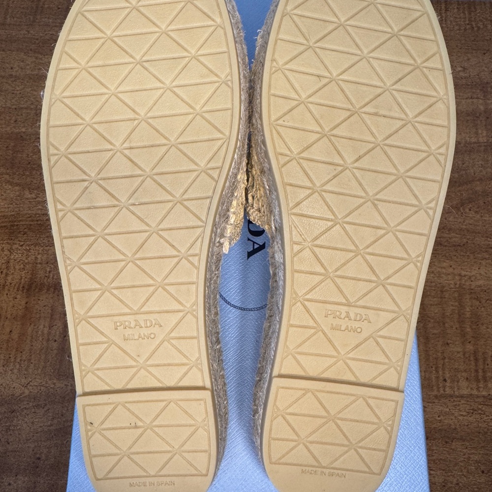 Prada Tan Espadrille Shoes with Intricate Woven Design - Picture 9 of 12